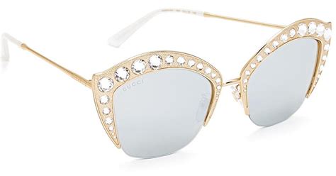 Gucci Swarovski Crystal Cat Eye Sunglasses in Metallic 